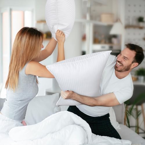 Image of COZSINOOR Goose Feather Pillows Queen Size Set of 2 - Hotel Down Bed Pillow for Sleeping, Soft 600 TC Cotton Cover, Fluffy Support Surround Fill Down Alternative for Back, Stomach, Side Sleepers