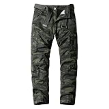 Pantalon Cargo de Randonnée Camouflage pour Homme Pantalon Décontracté Léger à Plusieurs Poches Pantalon Militaire Extérieur Droit sans Ceinture (Armée Verte,38)
