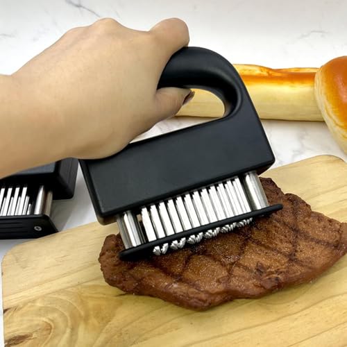 Image of Meat Tenderizer with 48 Stainless Steel Ultra Sharp Needle Blades, Kitchen Cooking Tool Best for Tenderizing, BBQ, Marinade
