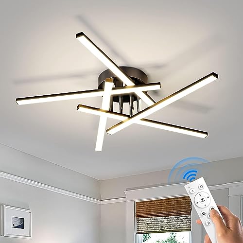 Chandelier plafond LED 40W noir dimmable 24 pouces pour étude et cuisine
