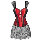 Zhitunemi Corset Bustier Tops for Women: Plus Size Corset Top - Saloon Girls Costumes and Clubwear for Burlesque Performers Red-L