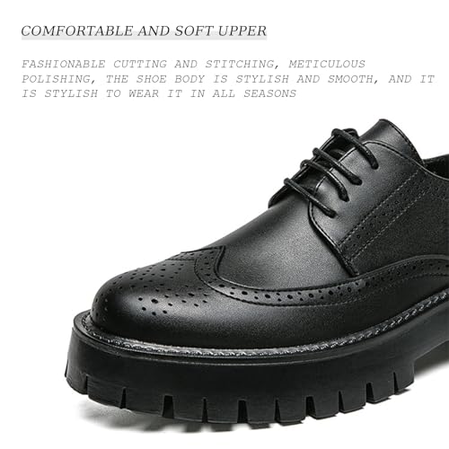 Men's Genuine Leather Platform Oxford Shoes Retro Round Toe Brogue Wingtip Business Fashion Lace-Up Formal Shoes Fashion Casual Buckle Leather Shoes3