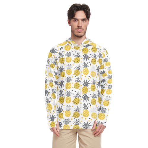 Sweat à capuche UPF 50+ homme veste légère anti-UV jaune ananas pour randonnée