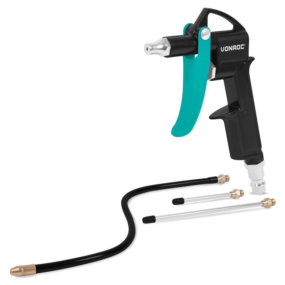VONROC PRO pistolet à air comprimé - 3 buses supplémentaires incluses - 10 bar - Raccord universel EU-RO/DIN 7.2mm