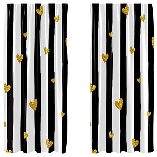 Cortinas opacas de microfibra 55x84 con rayas de corazón ideales para regular la luz del dormitorio 2