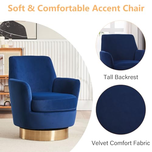 Sillón giratorio cojín de terciopelo azul miniatura 3