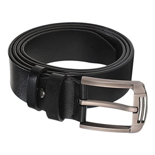 1Pc Adjustable Leather Belt for Men Black Casual Belt with Square Pin Buckle for Daily Wear and Business Occasions