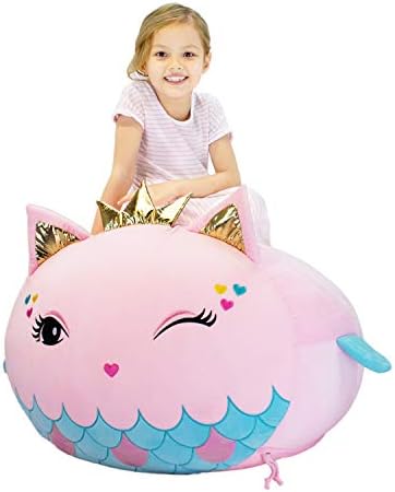 Pouf Fauteuil Enfant En Forme De Chat – 45 Cm – Peluche Douce Grise – Design Kawaii – Pour Chambre, Coin Lecture - 12