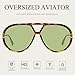 mosanana Trendy Oversized Big Aviator Retro 70s 2025 Sunglasses for Women Men Cool Cute Vintage Fashion Large Shield Sunnies Tortoise Green Lens MS52478