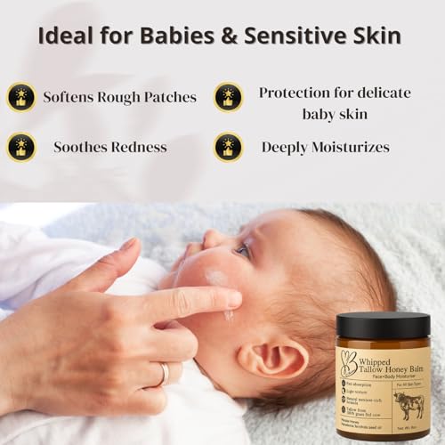 B.Chartier Beef Tallow for Skin- Tallow Balm for face- Tallow Face Moisturizer - Beef Tallow Moisturizer- Tallow and Honey Balm - Grass Fed Beef Tallow For Skin - Tallow Face Cream Lotion (8.0 oz)