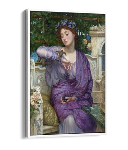 Lesbia et son moineau de Poynter impression sur toile avec cadre blanc 50x75 cm