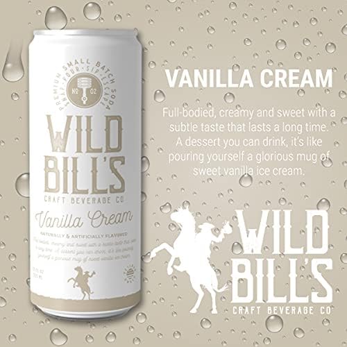 Miniatura 2 de Wild Bill's Soda de crema de vainilla, refrescos clásicos artesanales, refrescos hechos con azúcar de caña pura, sin cafeína, sin jarabe de maíz de