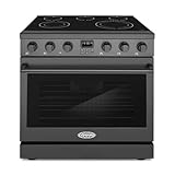 36 in. Haven Collection 6.0 cu. ft. Electric Ceramic Glass Range, 5 Burner Elements, Convection Oven, Matte Black
