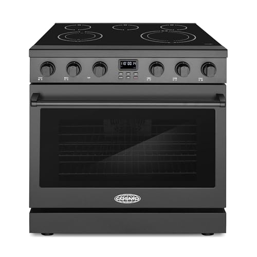 36 in. Haven Collection 6.0 cu. ft. Electric Ceramic Glass Range, 5 Burner Elements, Convection Oven, Matte Black