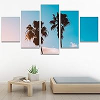 SIGNWIN 5 Panel Canvas Wall Art Palm Tree for Home Decorations Ready to Hang - 60