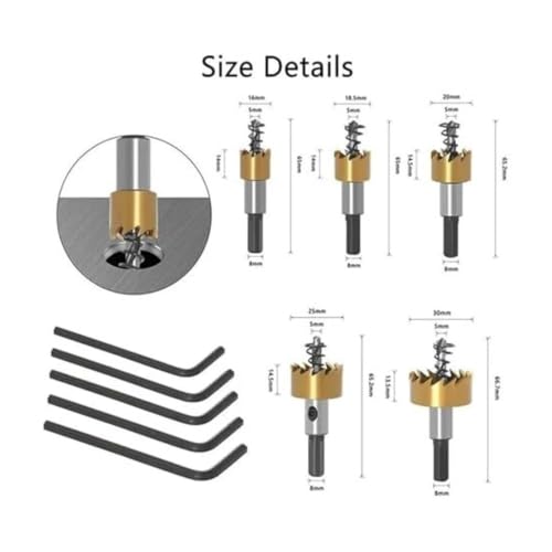 Brocas de corona de 16-30 mm en kit de abridores de agujeros para metalúrgica y taller 2