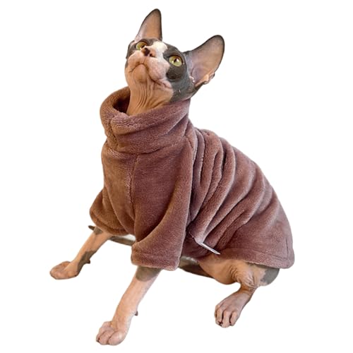 IUOUTG スフィンクスの毛のない猫の二面フリースの衣類、柔らかい暖かい冬の小さな犬のジャンプスーツのセーターシャツの衣類の衣類の小猫のための袖