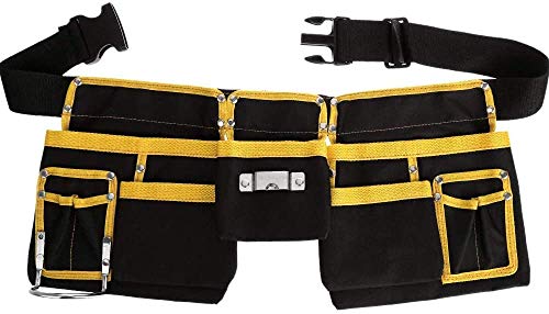 11-Pocket Adjustable Tool Belt Tool Bag, Tool Waist Pouch with Three Layer Waterproof Fabric,Convenient Tool Belt for Handyman,Oxford Waist Bag for Work Organizer