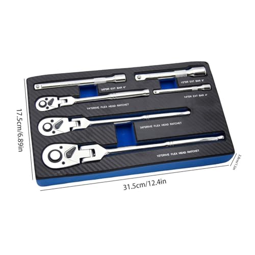 Juego 6 llaves de carraca 72 dientes acero 1/4-3/8-1/2 pulg miniatura 7