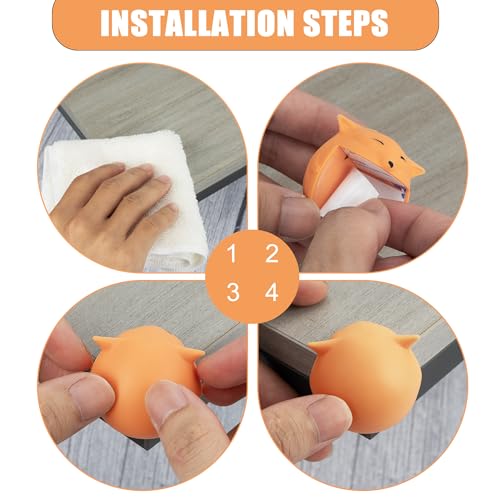 Image of Large Corner Protectors for Furniture, Adhesive Corner Guards, Cute Fox Shape Decorative Silicone Corner Guards Corner Protector for Table, Desk, Bookshelf, Bed Frame (Orange, 4 Pcs)