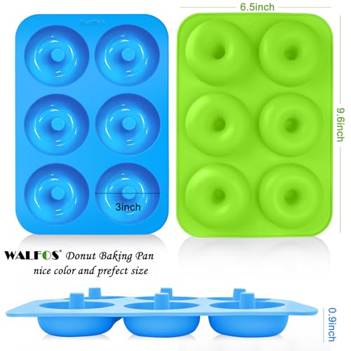 Walfos Silicone Donut Mold - Non-Stick Silicone Doughnut Pan Set, Just Pop Out! Heat Resistant, Make Perfect Donut Cake Biscuit Bagels, BPA FREE and Dishwasher Safe, Set of 3