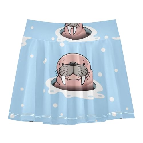 Joisal Cute Walrus Hole Girls Skorts Athletic Shorts Tennis Skirts Kids Breathable Flowy Skirt 3t2