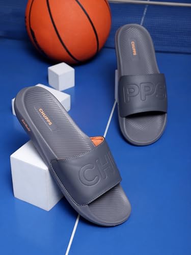 Image of CHUPPS Pure Black Drift Orthopedic Slippers | Soft Footpharma Footbed | Breathable Ventilation Holes | Lightweight Flip Flops | Anti-Skid Chappals for Everyday For Mens
