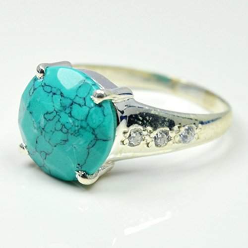 Bague en argent sterling turquoise bleue homme : anneau ajustable de taille H à Z - 2