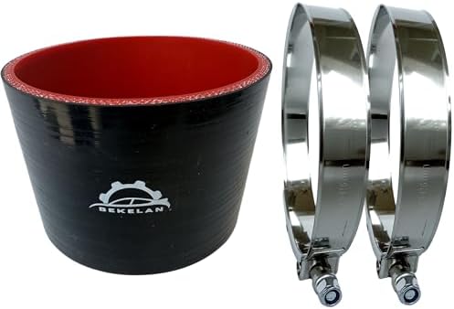 4" ID (102mm) High-Temp Straight Silicone Hose Coupler With Stain...