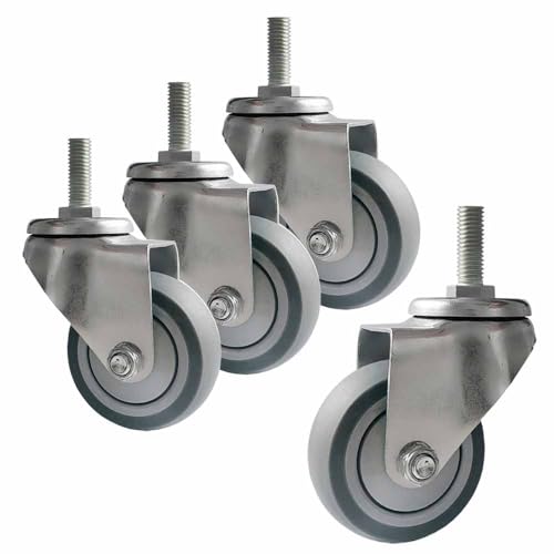 Roulettes industrielles pivotantes silencieuses à tige filetée M12 lot de 4 roues de 4 pouces