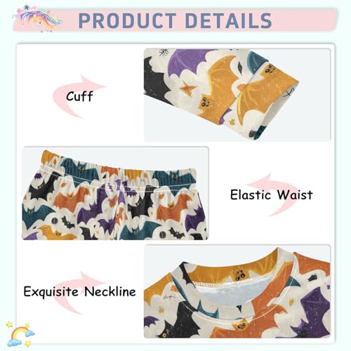 Pajama Sets Long Sleeve Colorful Bats Flying Skyward Soft Comfy Sleepwear 2 Piece PJS 3-8T4