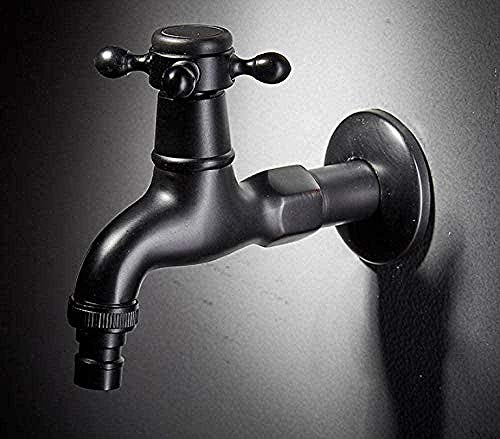 LBBYLFFF Kraan muur beugel tuin wasmachine kraan zwarte olie gewreven messing kraan bibcocks koud water tap nav111