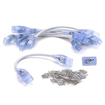 DELight 10PCS LED Strip Connectors 12" Extension Cord Cable Wires with 22PCS 4-Pin DEL-EXT03 for 11/16" W x 3/8" H DELight LED Neon Rope Lights DEL-D50R DEL-D100R DEL-D150R