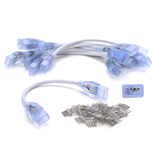 Image of Yescom 10 Sets of LED Strip Connectors 2 to 1 Wire Splice Connector 1ft Extension Cord Cable for BiLume RGBW AC110-120V LED Neon Rope Lights