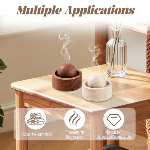 2 Stück Diffusor-Kugel Aus Natürlichem Holz für Ätherische Öle, Wiederverwendbarer Tragbarer Duftöldiffusoren, Handgefertigt Massiv Holz Aromatherapien Dekore für Heimbüro, Auto Verwenden