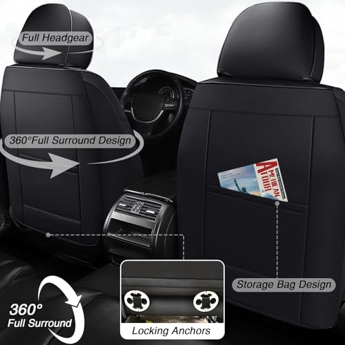 Image of Car Seat Covers for Chevrolet Equinox 2005-2026, Premium Nappa Leather Waterproof & Anti-Slip, Full Coverage Customized fit Chevrolet Equinox Seat Covers Front Set (2 Seats Luxury,Black)