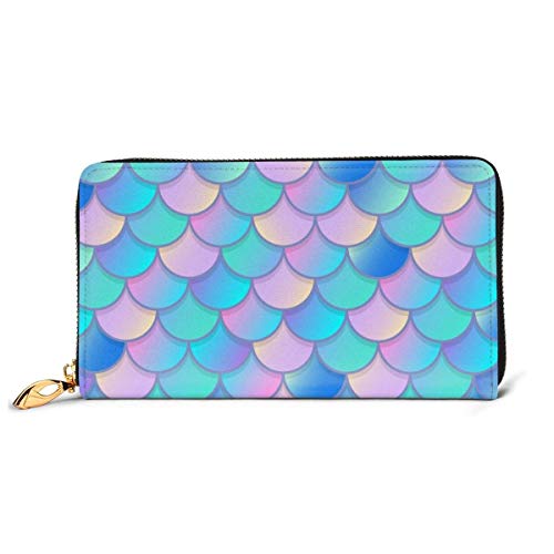 Preisvergleich Produktbild XCNGG Tengyiyi Echtleder Reisepass Inhaber Bunte Meerjungfrau Waage Reise Brieftasche Abdeckung Fall Karte Brieftasche Für Frauen Mädchen