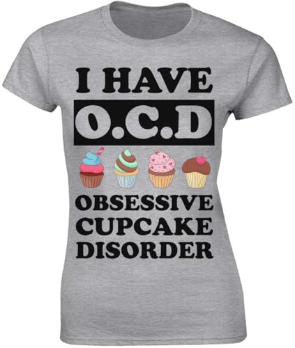 I Have O.C.D. Obsessive Cupcake Disorder - Camiseta para mujer, color gris, gris, L