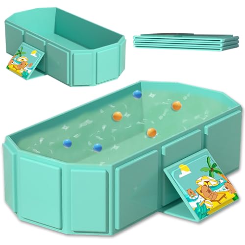 Foldable Baby Bathtub Portable Non-Slip Shower Tray Toddler Bath Tub with Drain Plug Cat and Dog Pet Wash Shower Basin (Green)