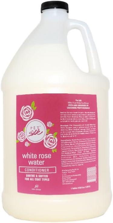 Pet Silk White Rose Water Conditioner, Moisturizes, Soothes and Provides a Silky Smooth Coat, Rose Water Scent Helps Calm and Reduce Bathtime Anxiety, Enhanced with with Keratin & Jojoba Oil! (1 GAL)