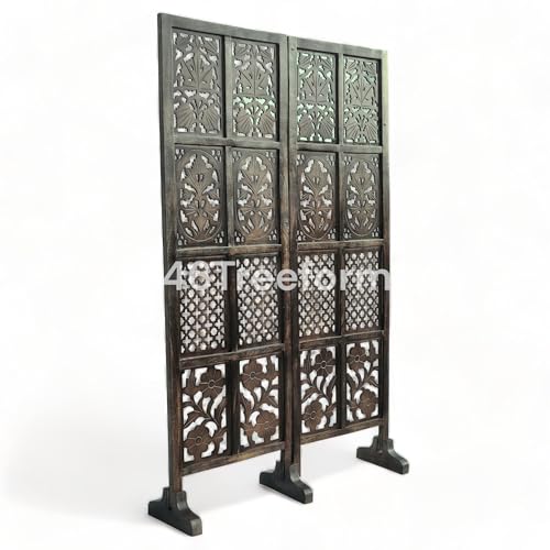 Image of Wooden Room Partition /Screen /Room Divider /Room Separator for Livng Room Bedroom Home Office Restarurant Hallway 20Inches Wide (2 Panel 5 Feet with Stands)