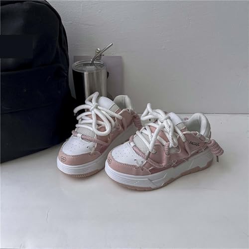 Women's Trendy Outdoor Fashion Sneakers Shoes Lace-up Flat Platform Skateboard Shoes Comfortable Round Toe Casual Shoes2