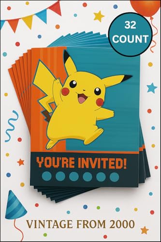 American Greetings Corp. Vintage Pokemon Birthday Invitations 32 Pack Printed in 2000
