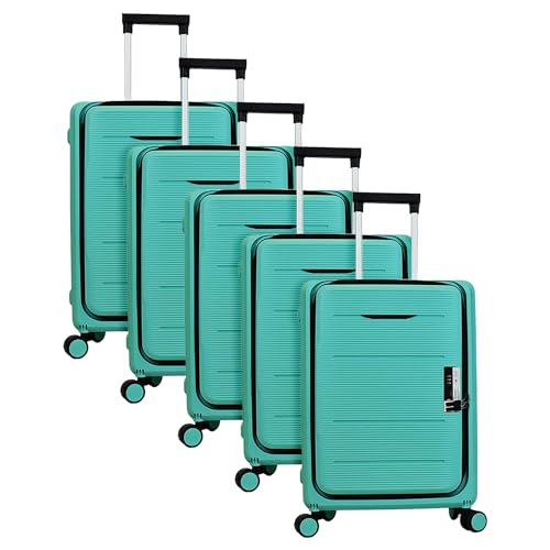 Image of Kuber Industries Luggage Bag | Trolley Bags for Travel | Collapsible Luggage Bag | Travelling Bag | Trolley Bags for Suitcase | Lightweight Luggage Bag | 24 Inch | Pack of 6 | Light Mint