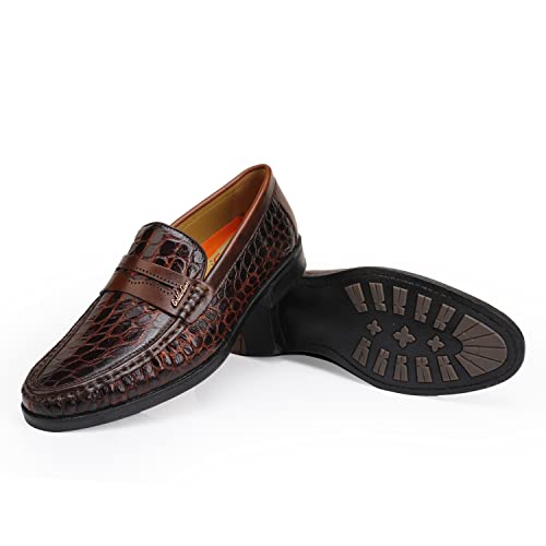Men's Leather Penny Loafers Formal Dress Shoes Crocodile Printed Soft Slip-On Loafer for Men2