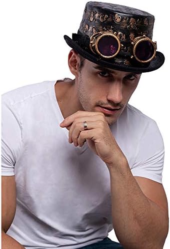 Beralar, Gözlük Ile Yetişkinler Için Steampunk Üst Şapkasını Hissettiriyor Vinta Beralar, Gözlük Ile Yetişkinler Için Steampunk Üst Şapkasını Hissettiriyor Vinta