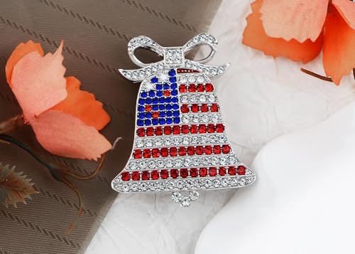 Image of Alilang American Flag USA Sparkly Crystal Rhinestone 4th of July Patriotic Pin Brooch