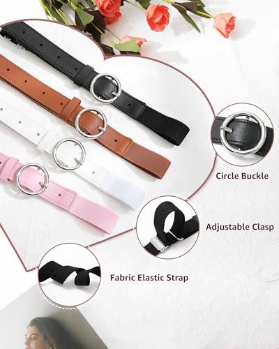 AWAYTR Kids Elastic Leather Belt - Stretch Belt for 3-16 Girls and Boys 16"-31.5"4