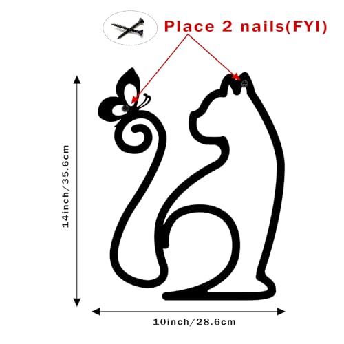 Oubasa Black Metal Wall Art Decor, Minimalist Cat Butterfly Funny Metal Wall Art thumb #1
