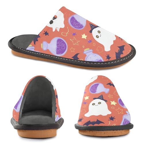 JUNZAN Halloween Ghosts Red Memory Foam Slippers for Women Men House Slippers for Bedroom Indoor3
